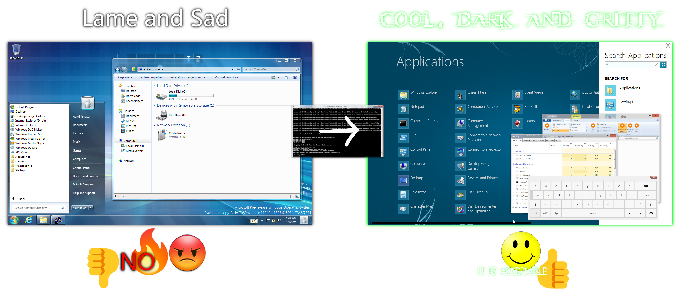Morpheus overview diagram showing Redpill UI enablement on a Windows 8 build.