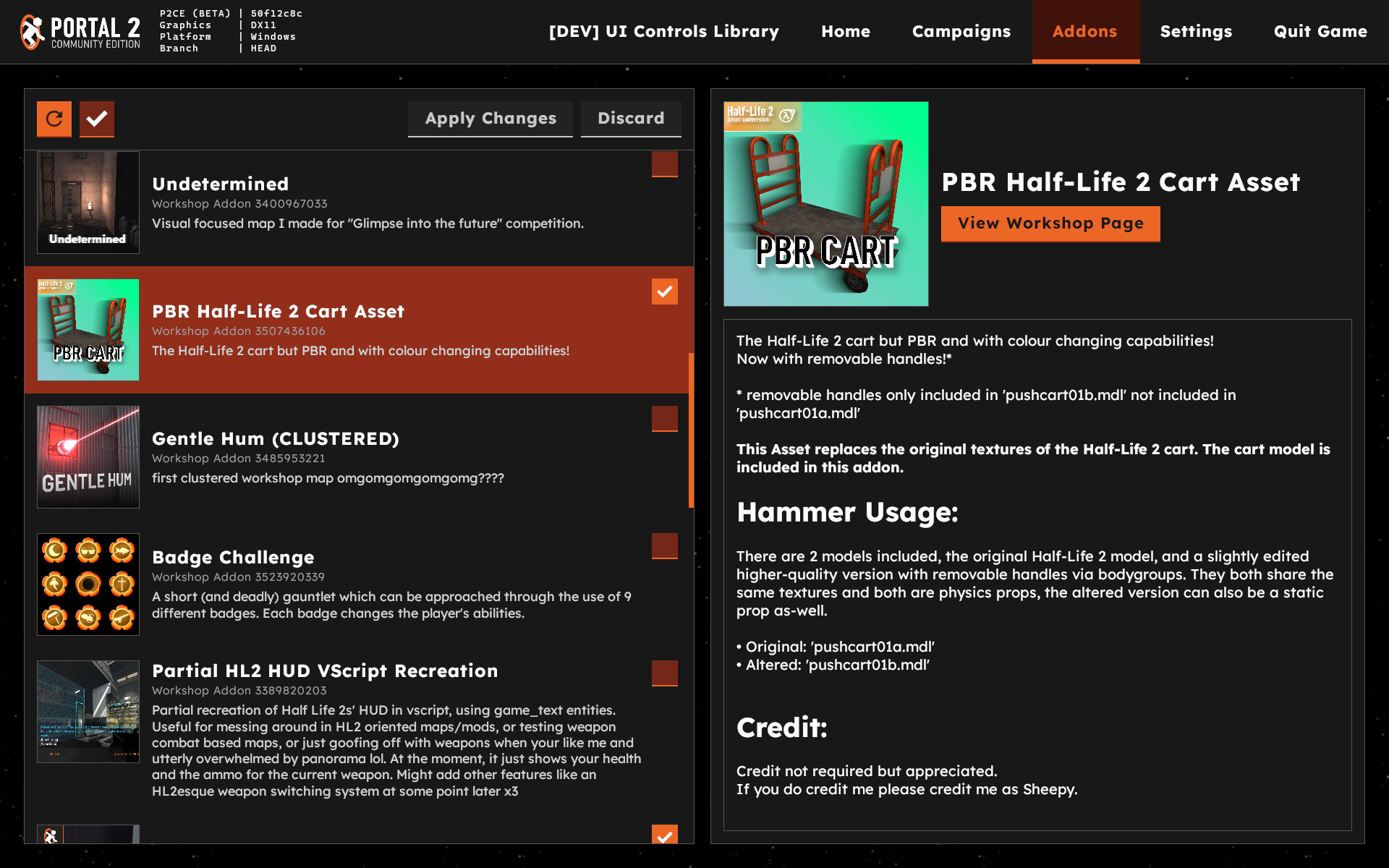 Updated P2:CE addons UI